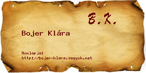 Bojer Klára névjegykártya